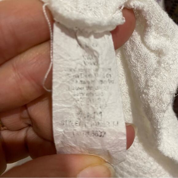 Lavender Field White Waffle Knit Balloon Sleeve Top Sz L - Picture 6 of 10